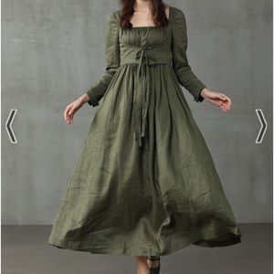 Linennaive Large Olive Green Corset Dress